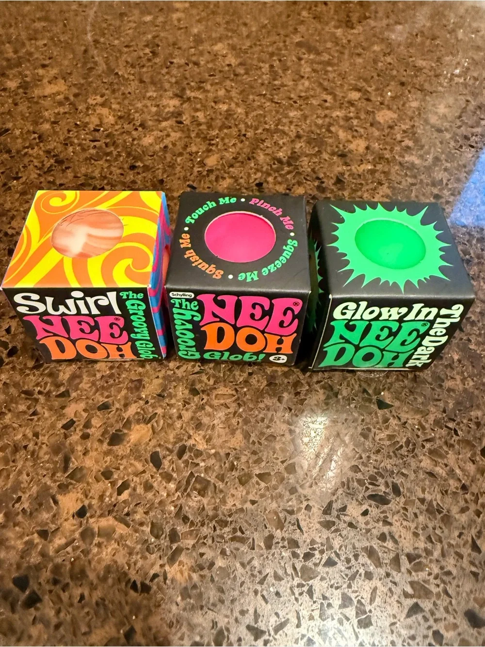 Schylling- NeeDoh - 3 piece- Assorted- Swirl, Groovy, Glow- bundle!